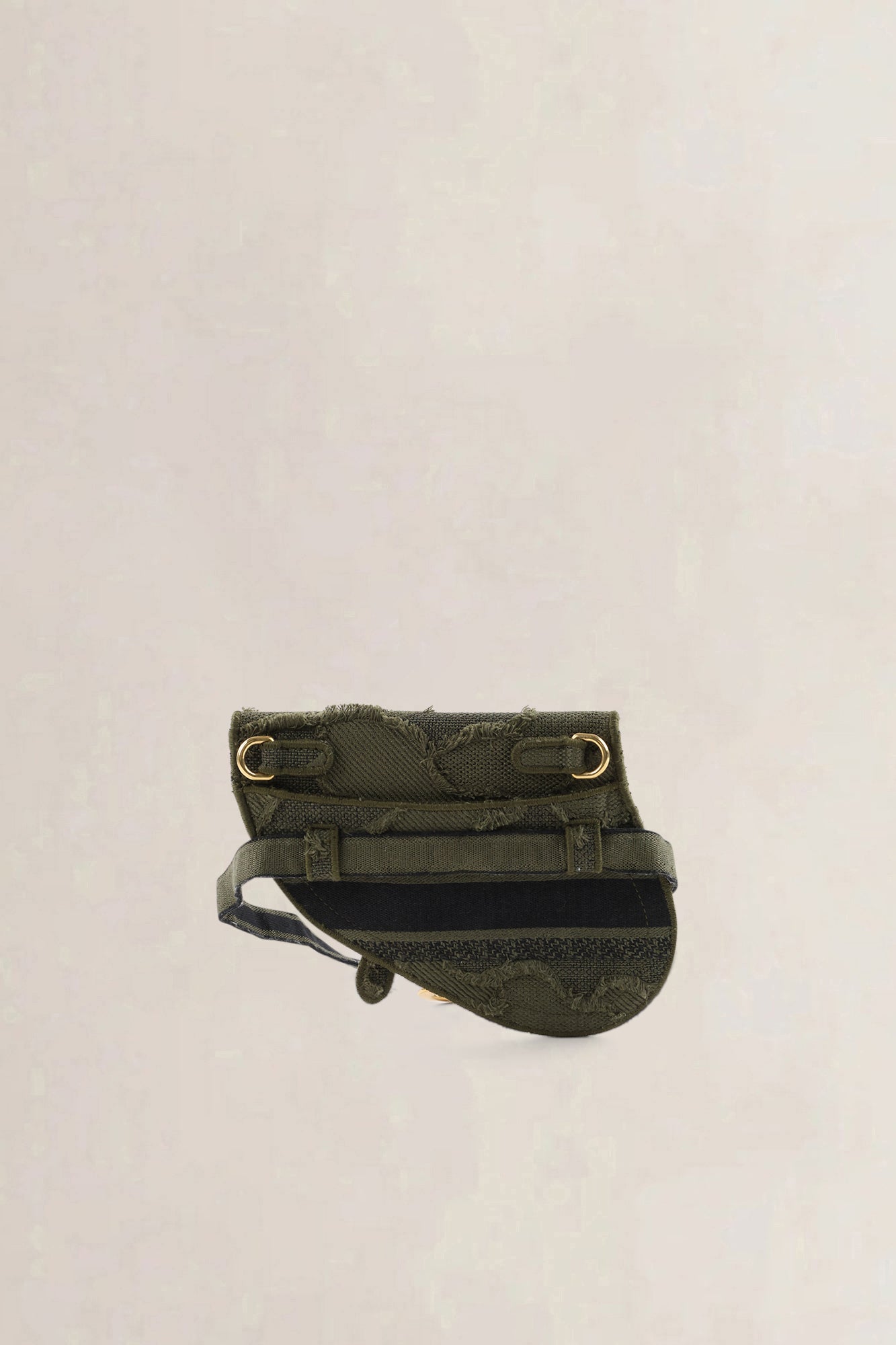 Christian Dior Green Embroidered Camouflage Cloth Saddle Belt Bag