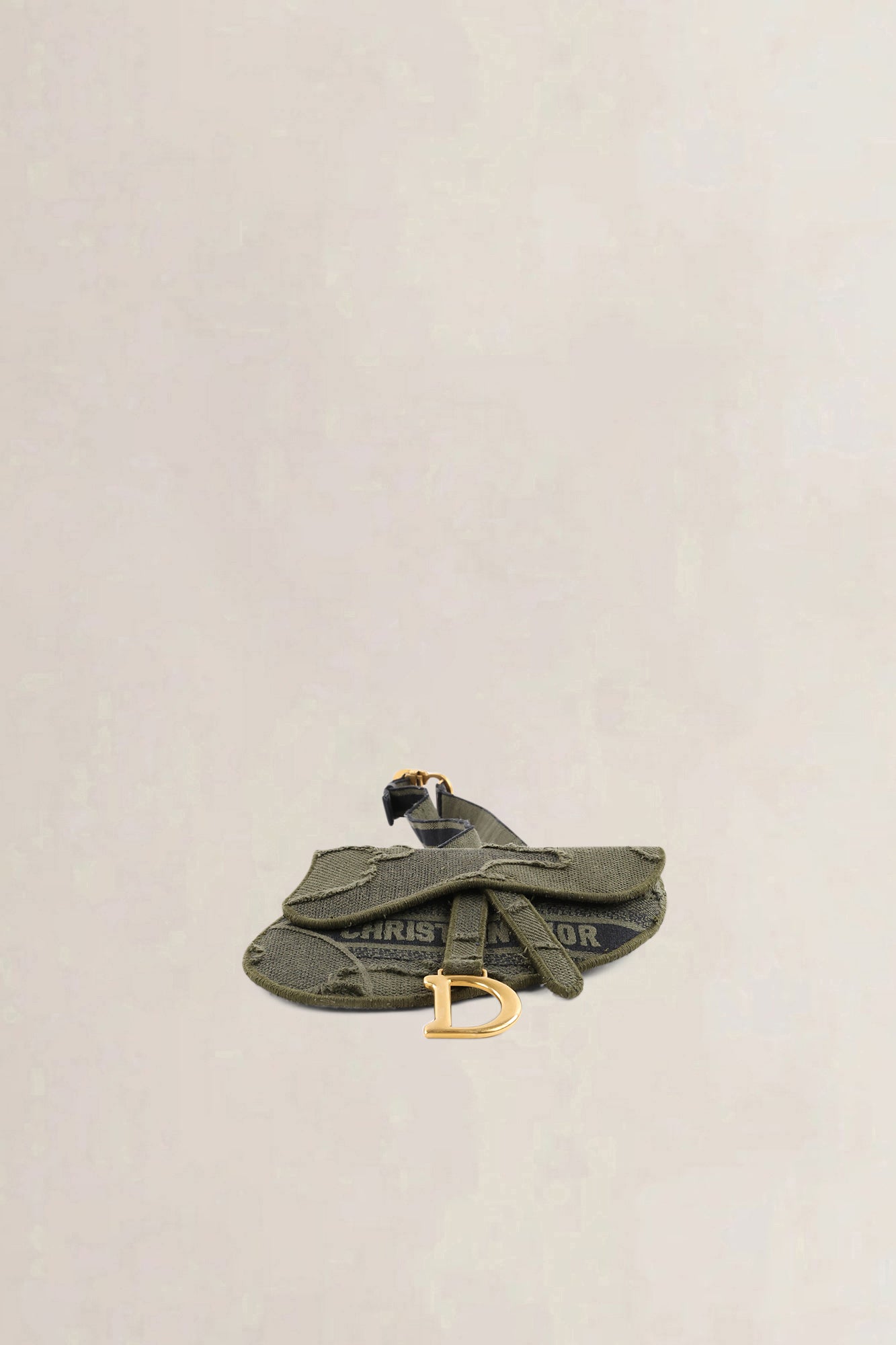Christian Dior Green Embroidered Camouflage Cloth Saddle Belt Bag