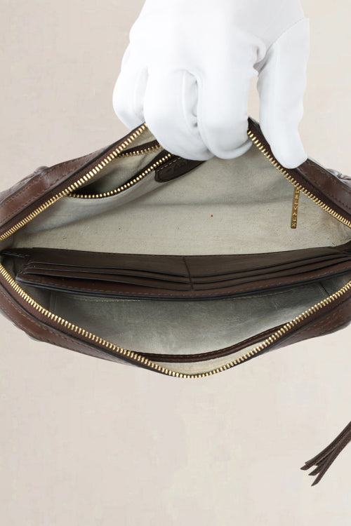 Delvaux Chocolate Leather Dolce Vita Pochette