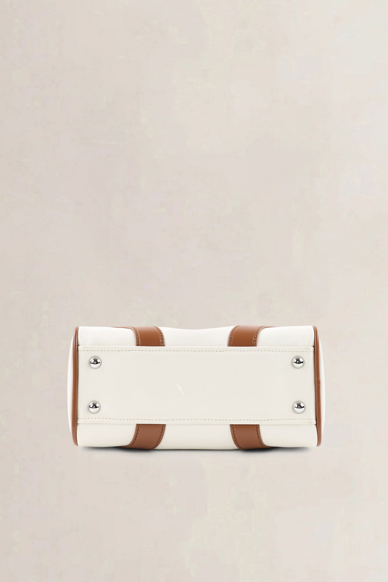 Prada Brown/White Soft Calfskin Leather Bowling Bag