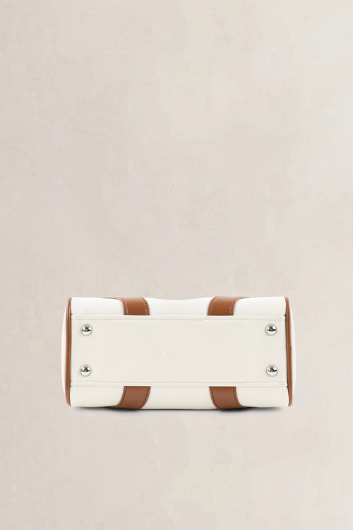 Prada Brown/White Soft Calfskin Leather Bowling Bag