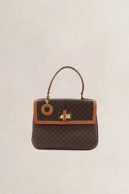Céline Brown Leather/Canvas Macadam Top Handle Bag