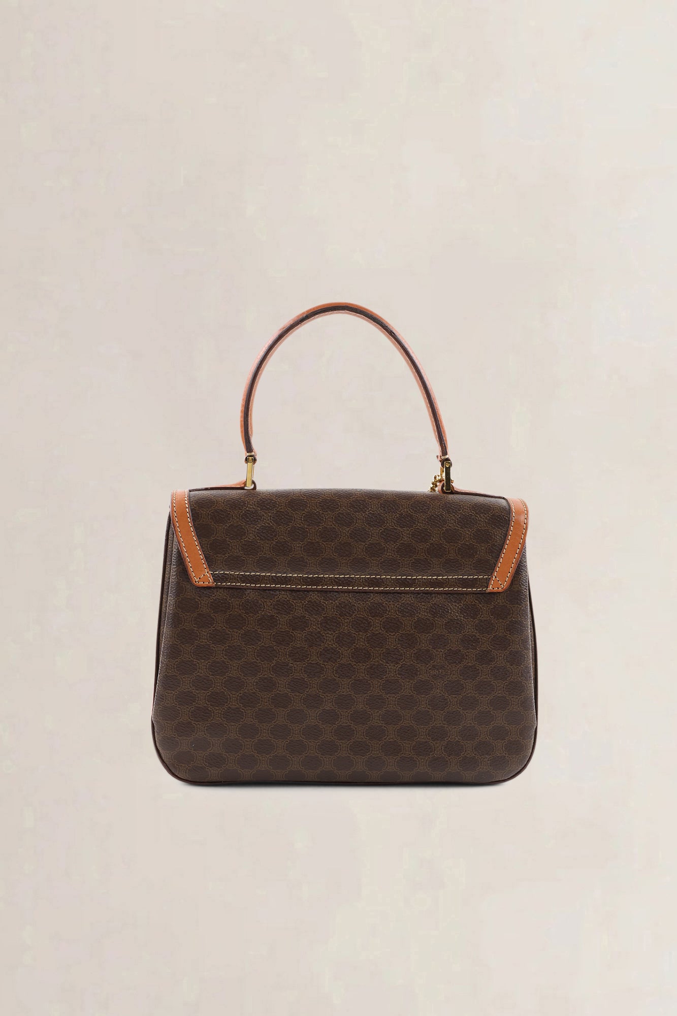 Céline Brown Leather/Canvas Macadam Top Handle Bag