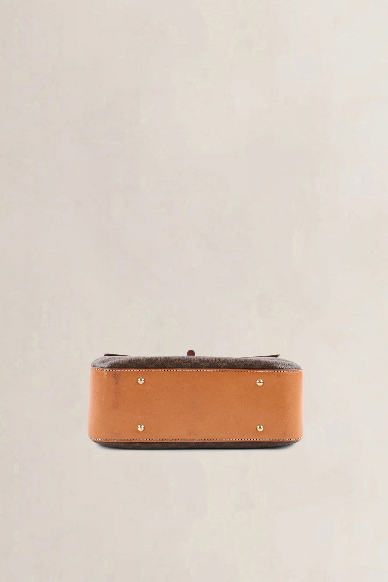 Céline Brown Leather/Canvas Macadam Top Handle Bag
