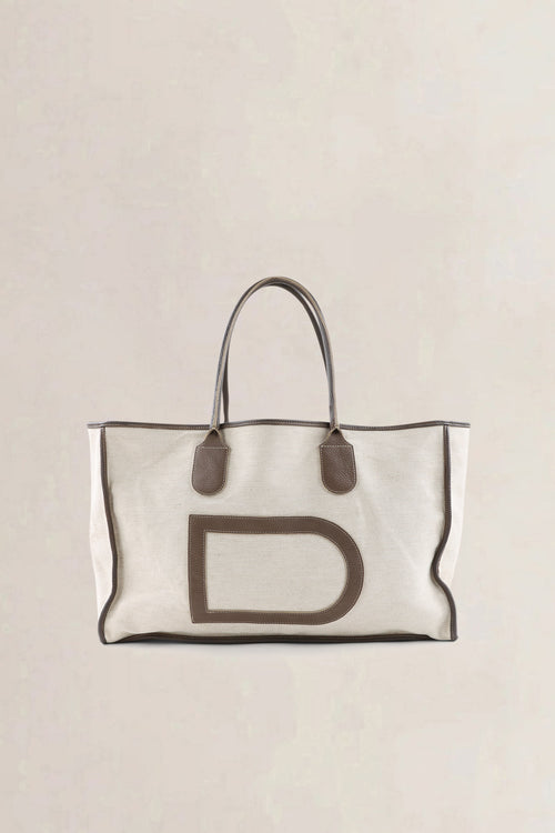 Delvaux Beige/Fauve Leather/Canvas Taxi Shoulder Bag