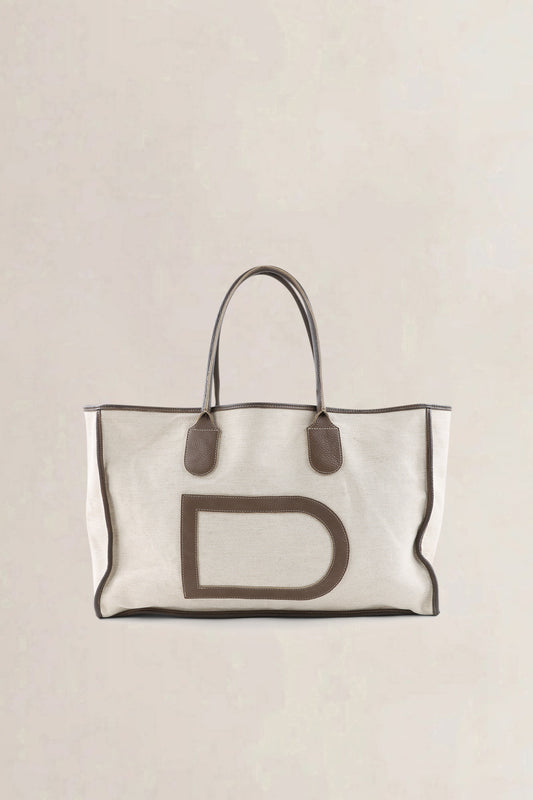 Delvaux Beige/Fauve Leather/Canvas Taxi Shoulder Bag