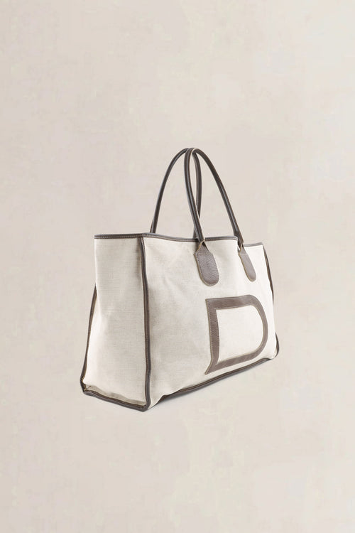 Delvaux Beige/Fauve Leather/Canvas Taxi Shoulder Bag