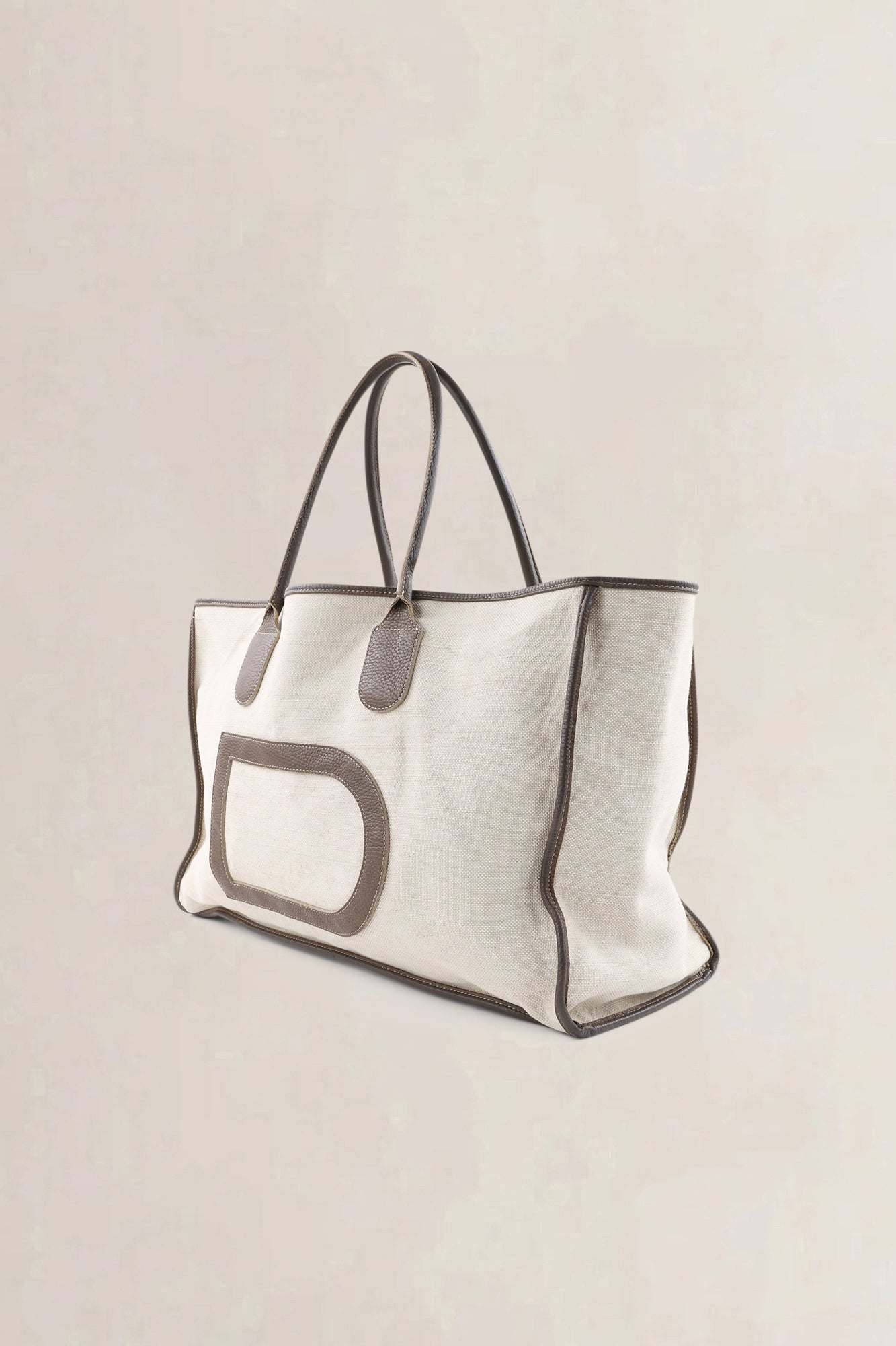 Delvaux Beige/Fauve Leather/Canvas Taxi Shoulder Bag