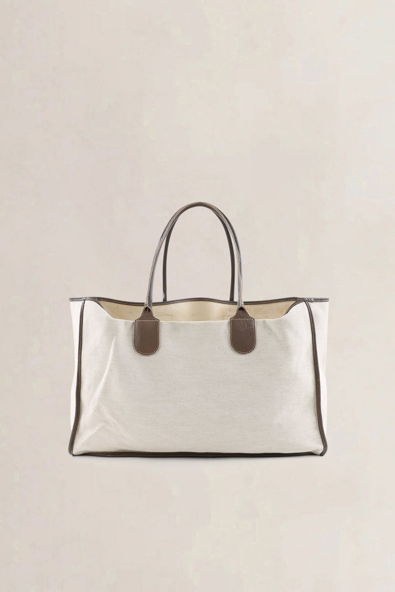 Delvaux Beige/Fauve Leather/Canvas Taxi Shoulder Bag