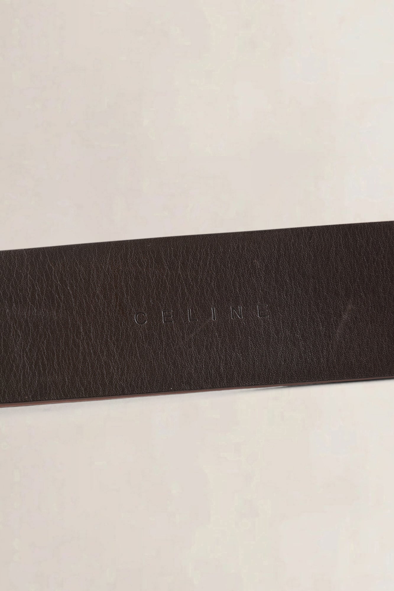 Céline Brown Leather Studded Logo Hook Belt