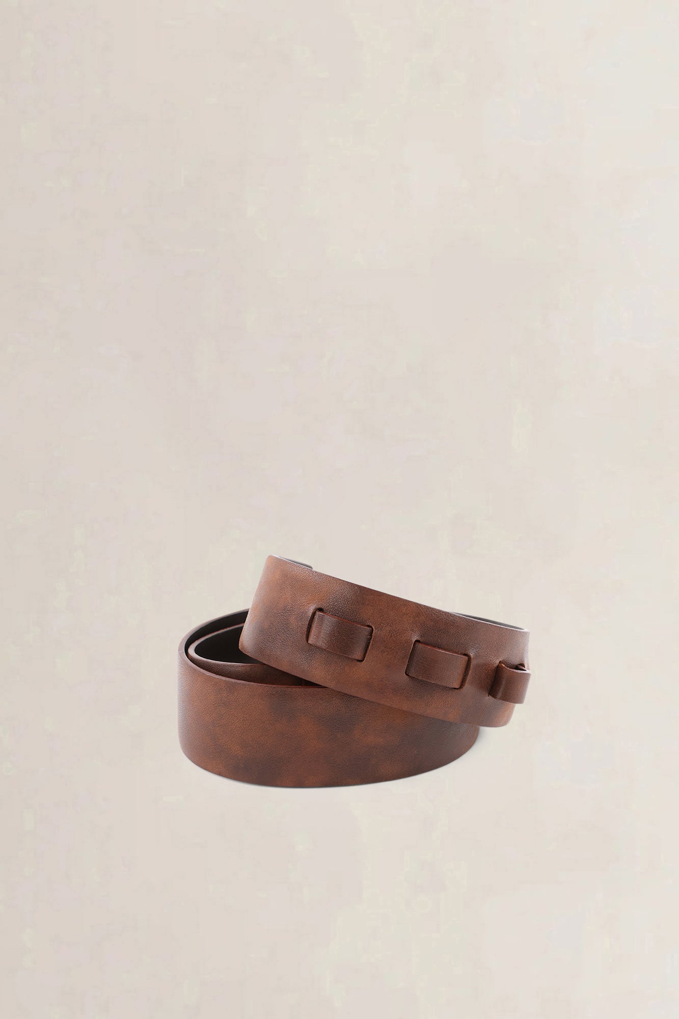 Céline Brown Leather Studded Logo Hook Belt