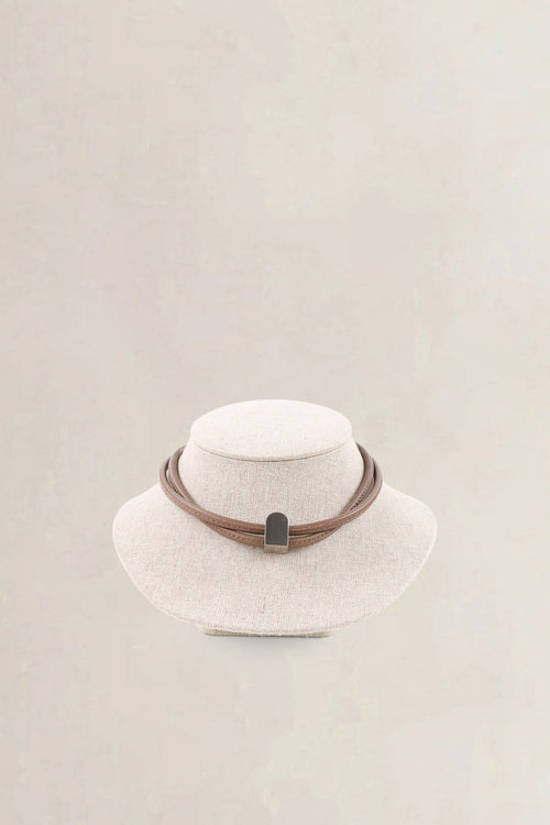 Delvaux Brown Leather Necklace