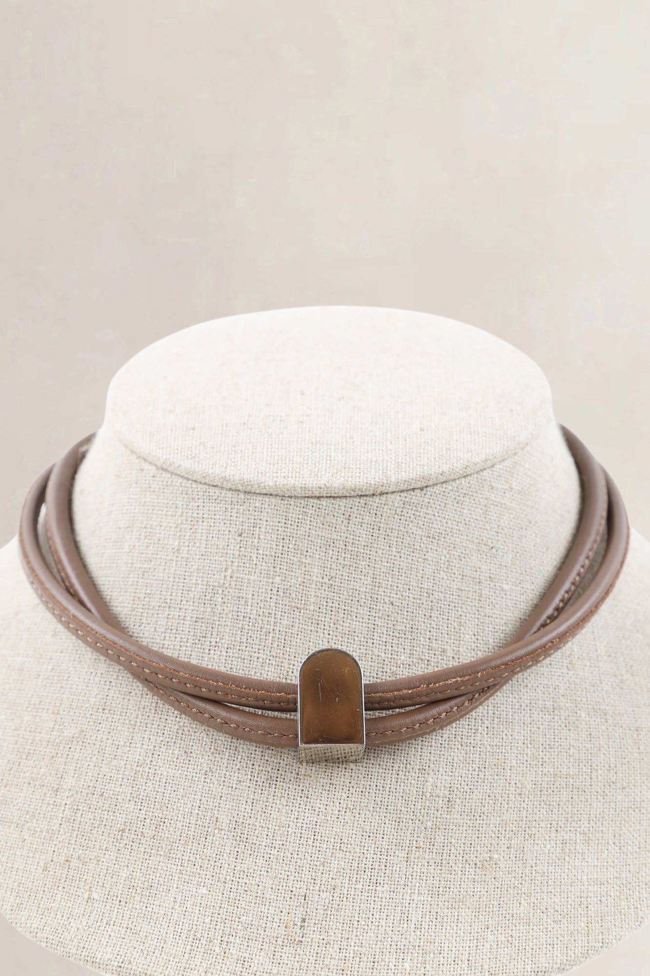 Delvaux Brown Leather Necklace