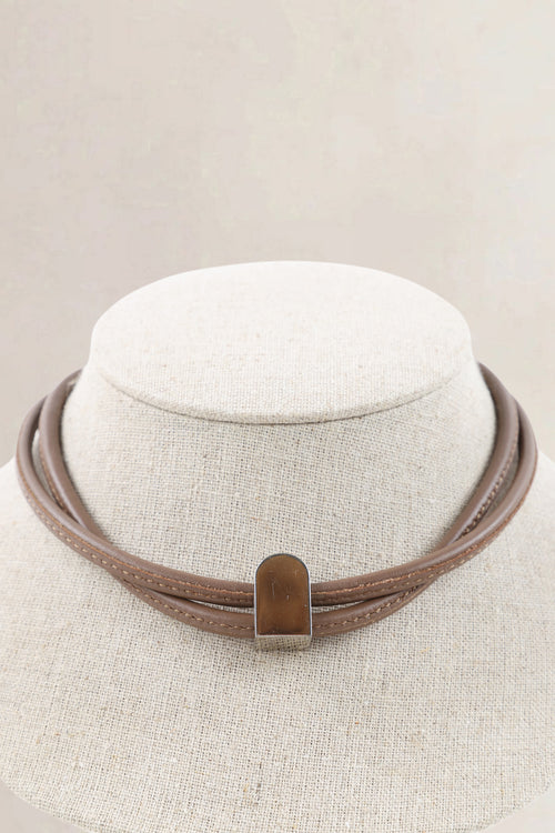 Delvaux Brown Leather Necklace