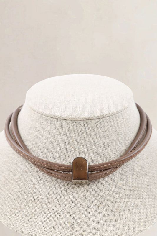 Delvaux Brown Leather Necklace