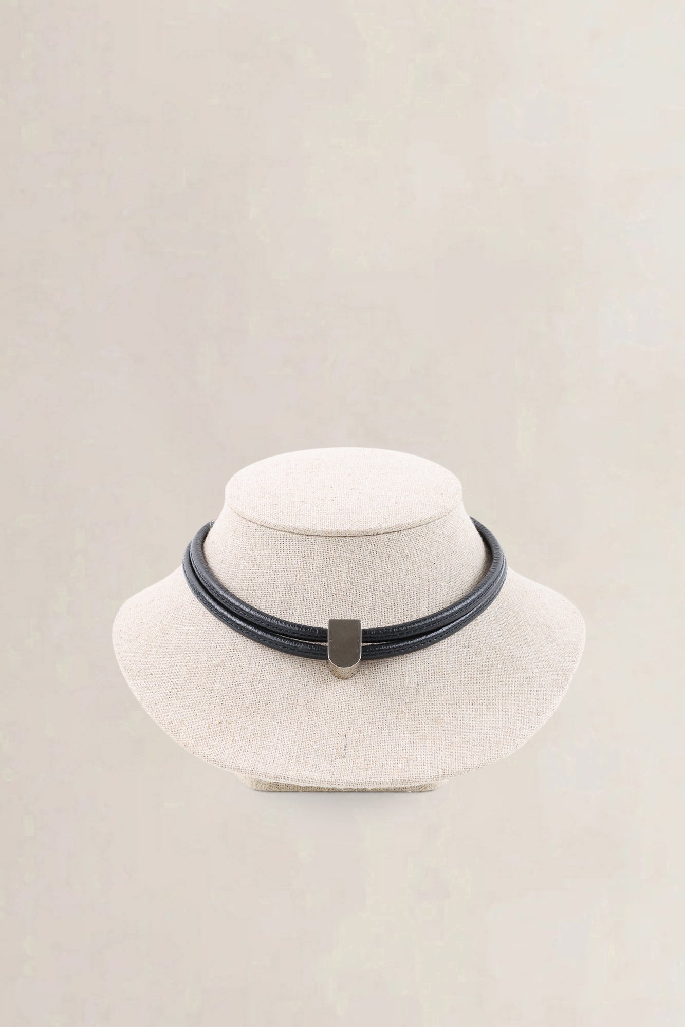 Delvaux Black Leather Necklace