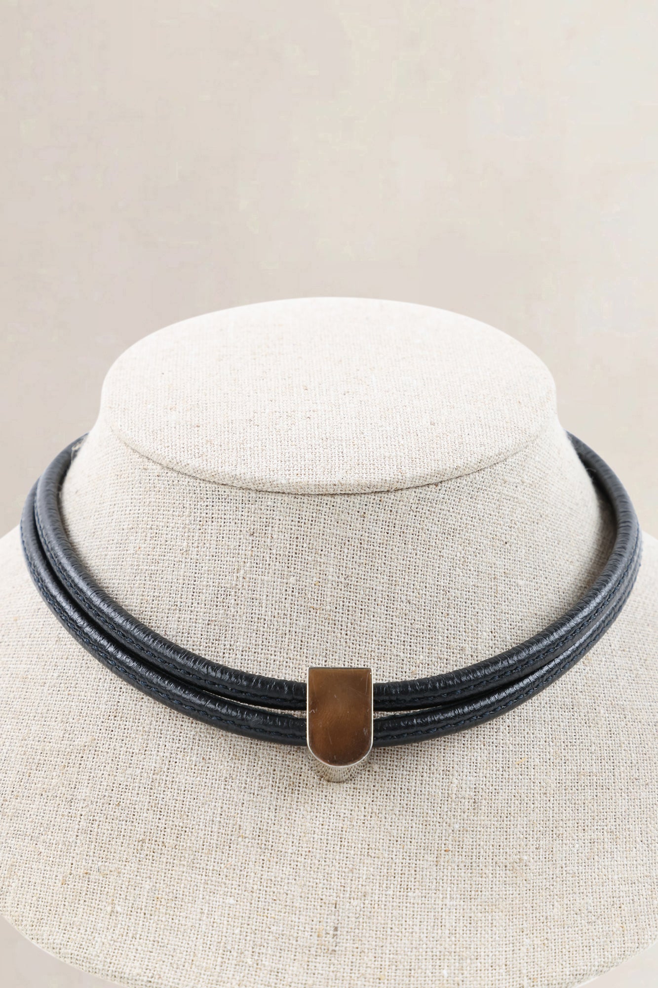 Delvaux Black Leather Necklace