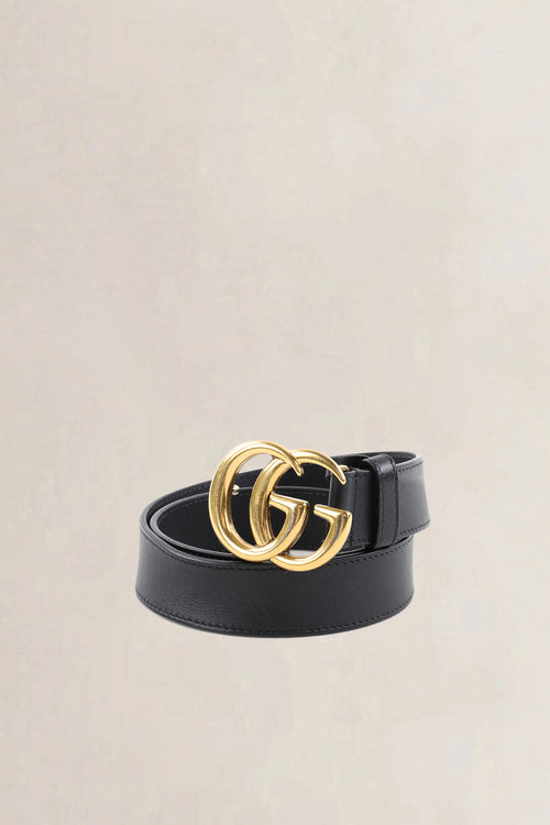 Gucci Black Leather GG Marmont Belt