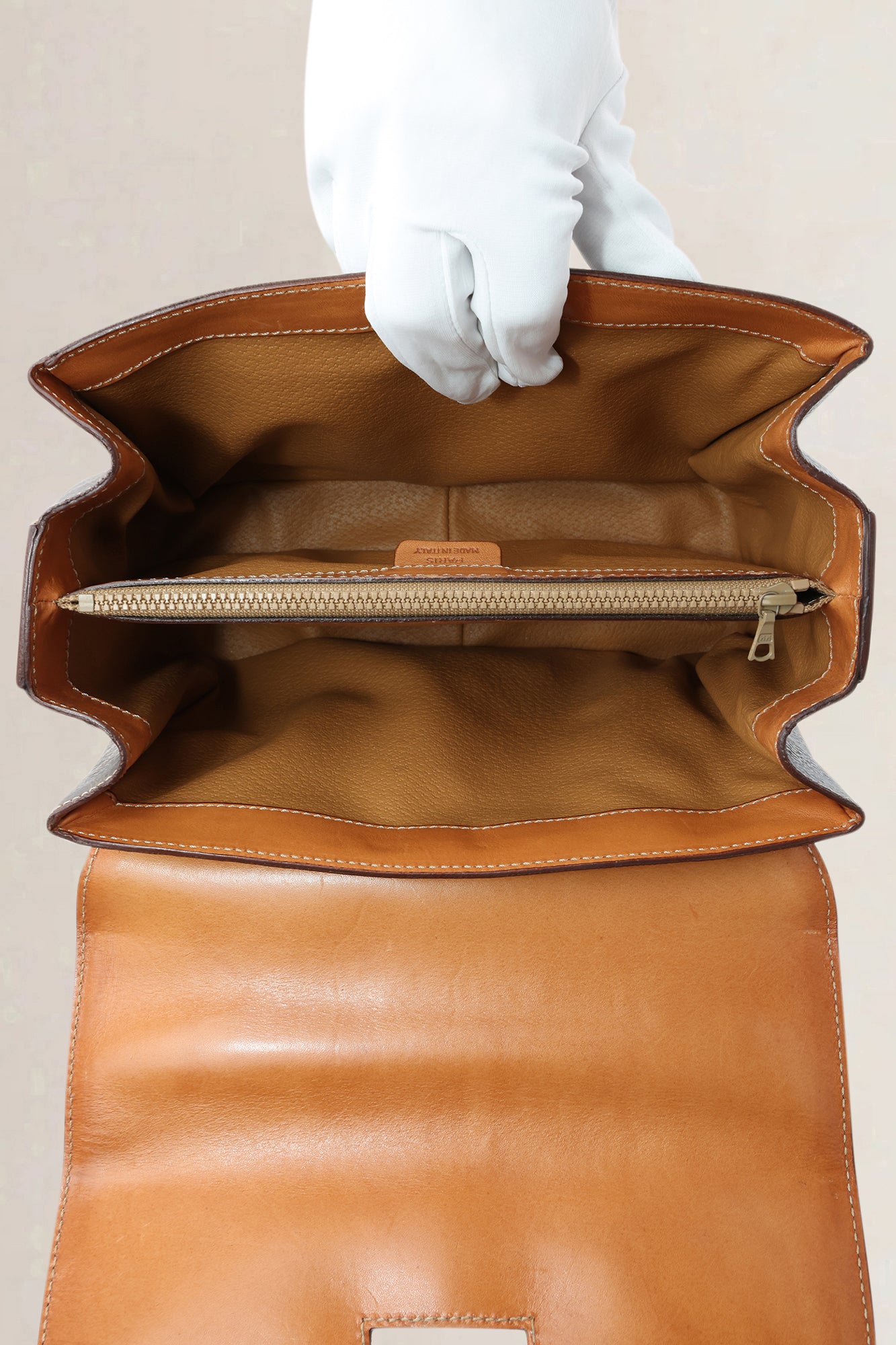 Céline Brown Leather/Canvas Macadam Top Handle Bag