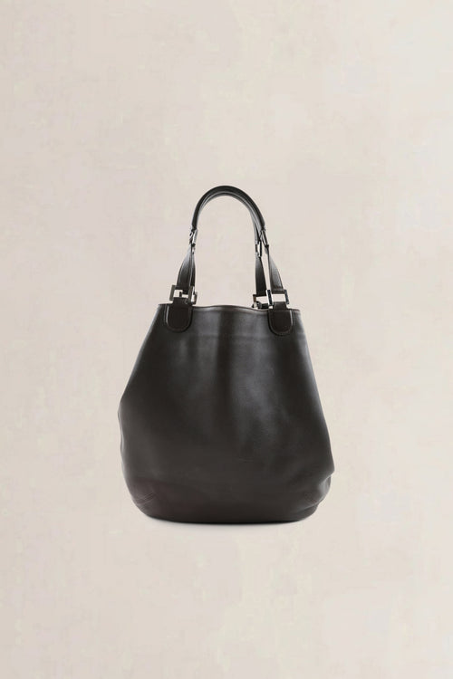 Delvaux Brown Leather Louise GM Shoulder Bag