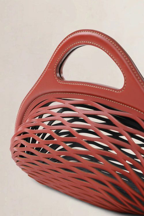 Delvaux Red/Black Charles Kaisin Basket Bag