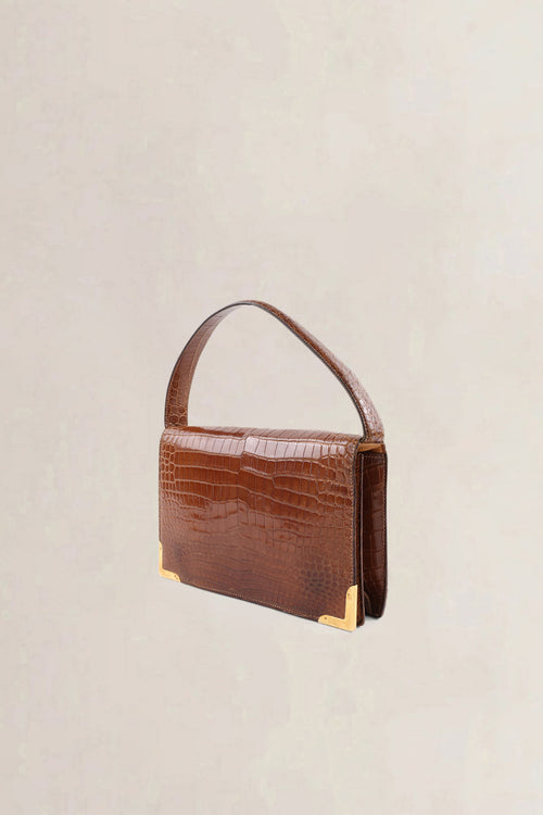 Hermès Vintage Brown Crocodile Top Handle Bag