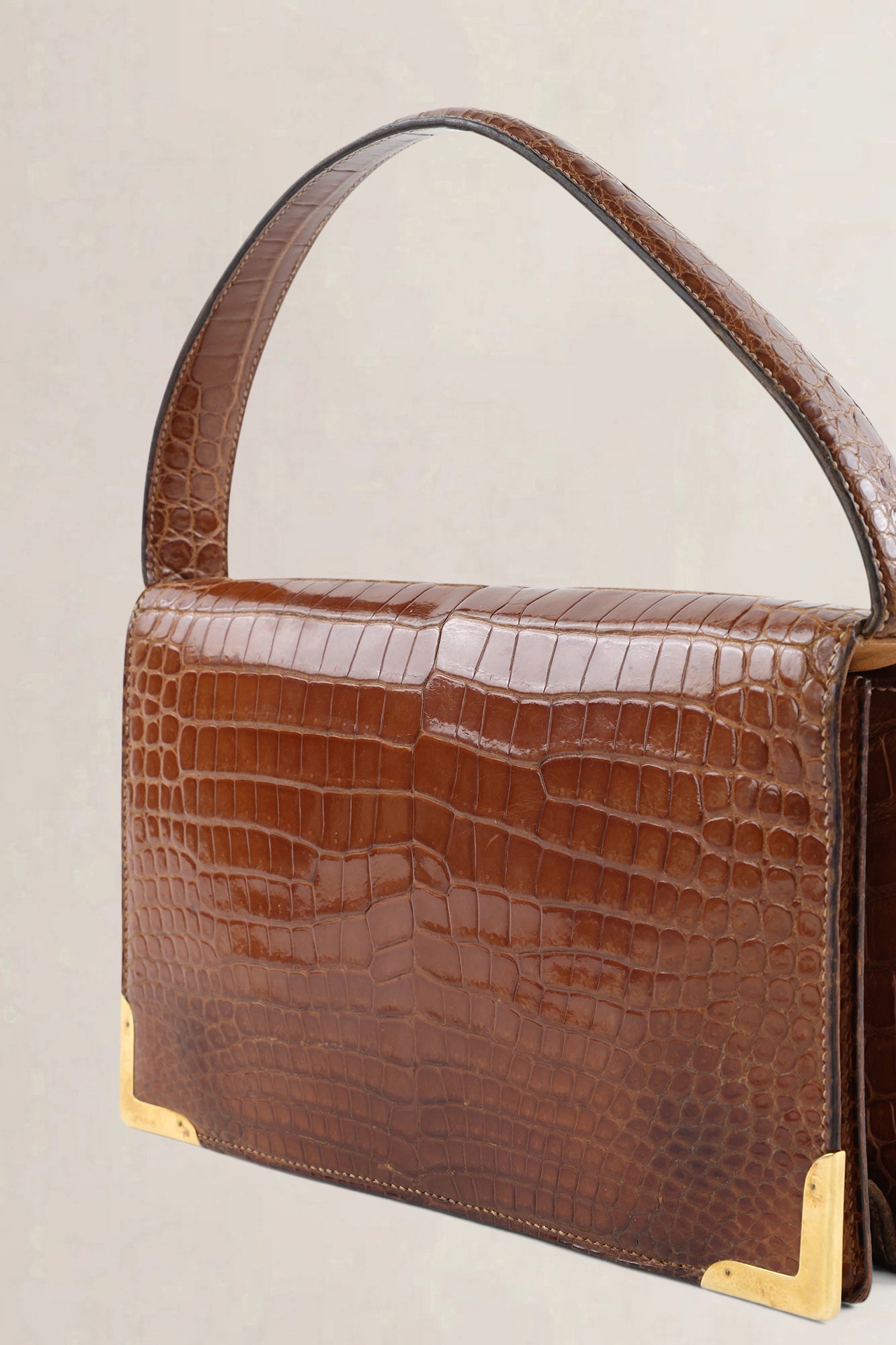 Hermès Vintage Brown Crocodile Top Handle Bag