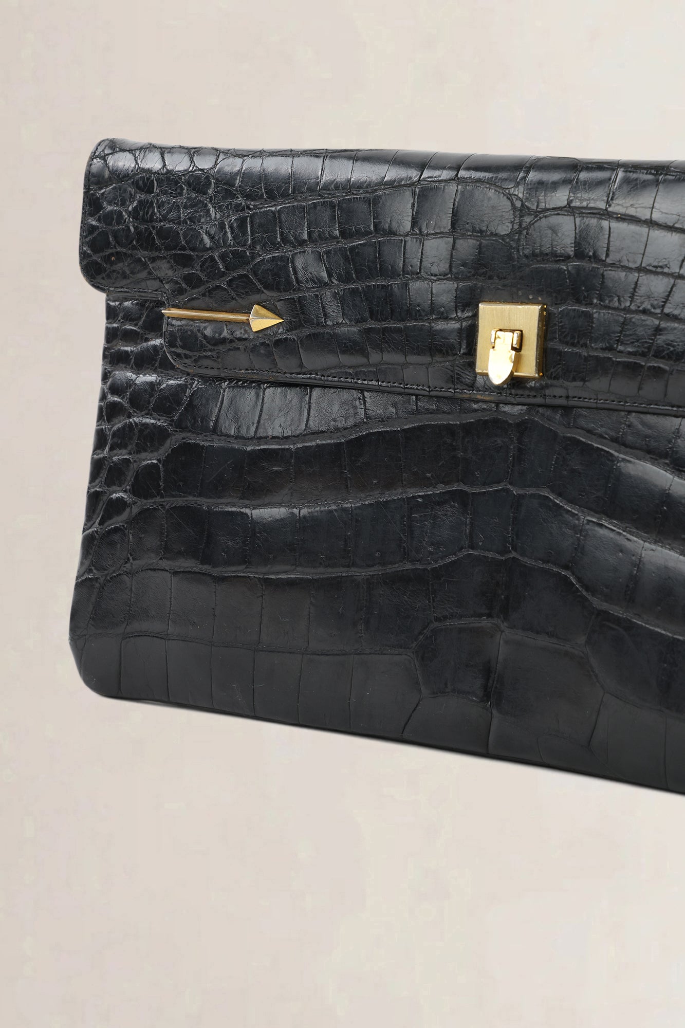 Delvaux Black Crocodile Leather Clutch