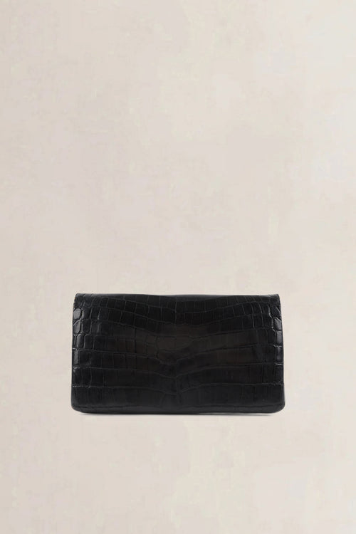 Delvaux Black Crocodile Leather Clutch