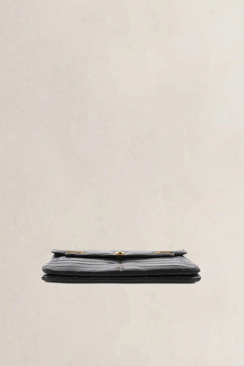 Delvaux Black Crocodile Leather Clutch