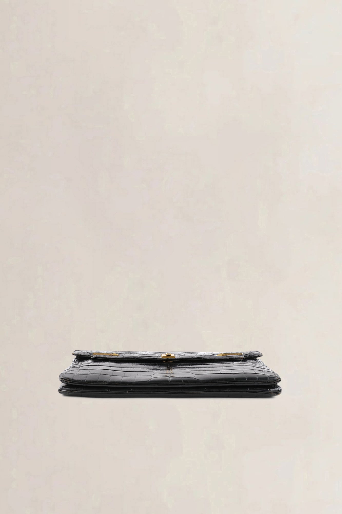 Delvaux Black Croco Leather Clutch