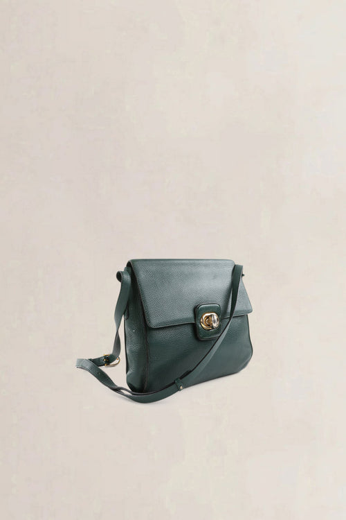 Delvaux Green Trotteur Ciel Turnlock Crossbody Bag