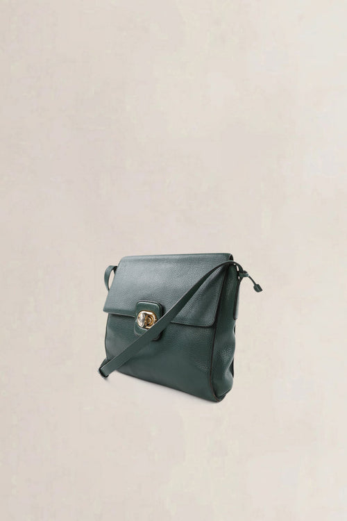 Delvaux Green Trotteur Ciel Turnlock Crossbody Bag
