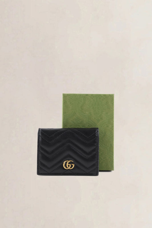 Gucci Black GG Marmont Matelasse Leather Trifold Wallet