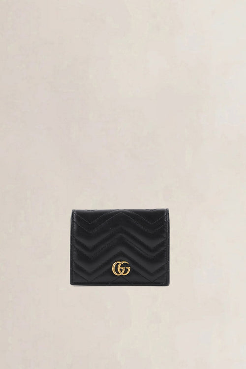 Gucci Black GG Marmont Matelasse Leather Trifold Wallet