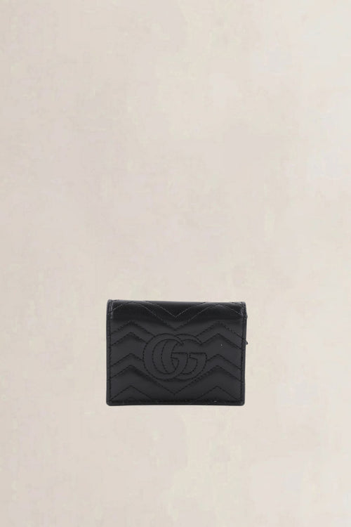 Gucci Black GG Marmont Matelasse Leather Trifold Wallet