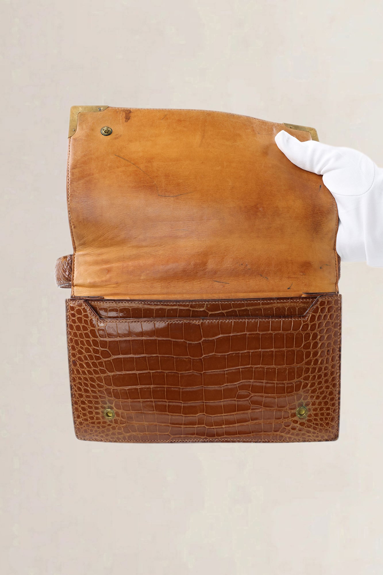 Hermès Vintage Brown Crocodile Top Handle Bag