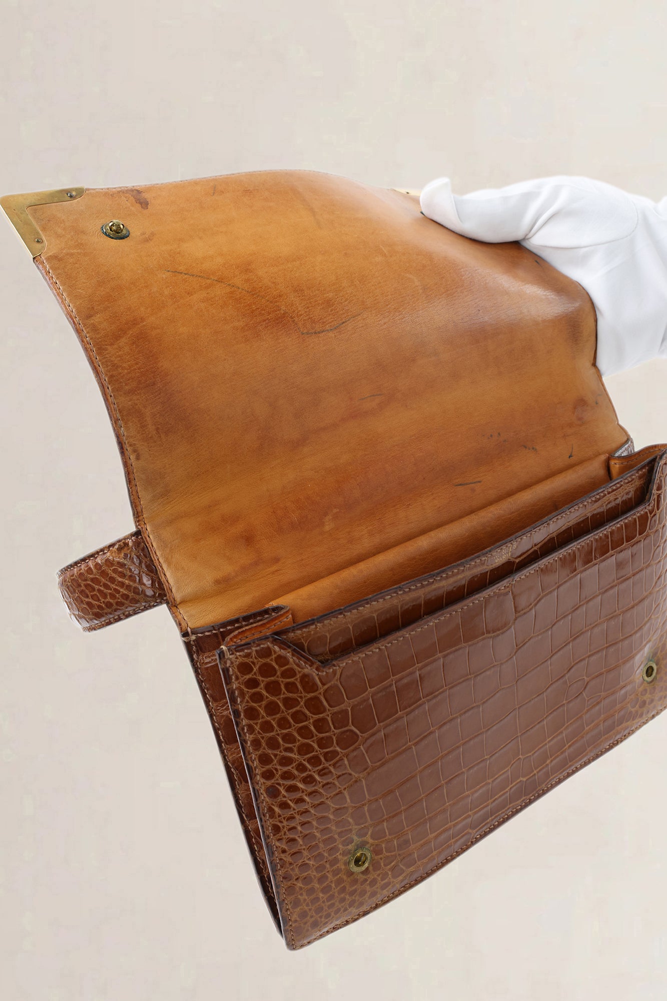 Hermès Vintage Brown Crocodile Top Handle Bag