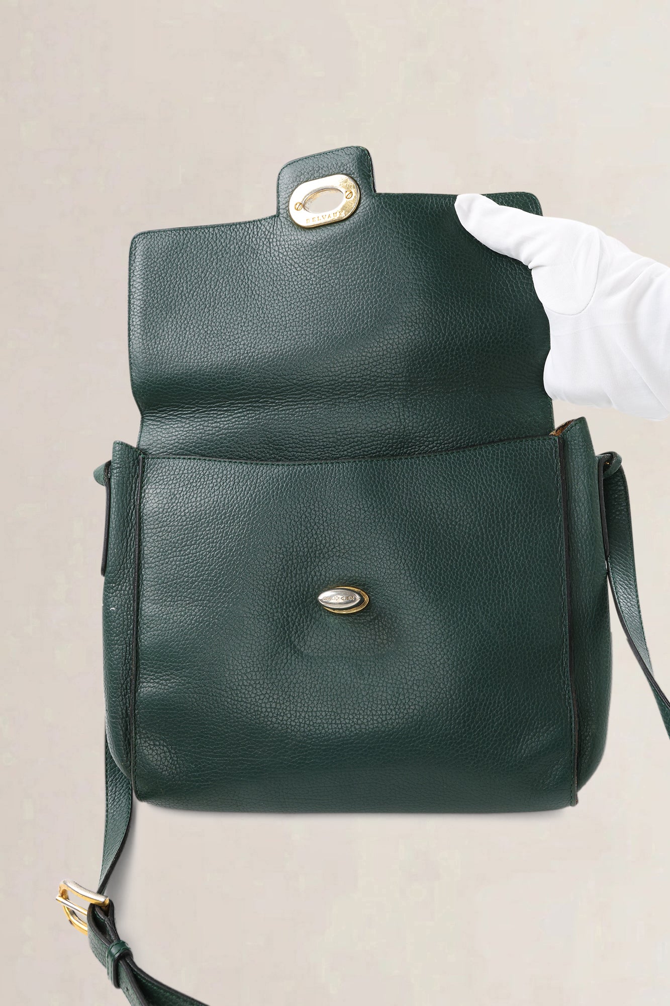Delvaux Green Trotteur Ciel Turnlock Crossbody Bag