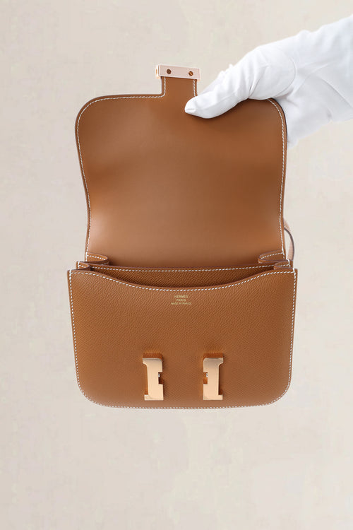 Hermès Cognac Epsom Leather Constance Mini Shoulder Bag