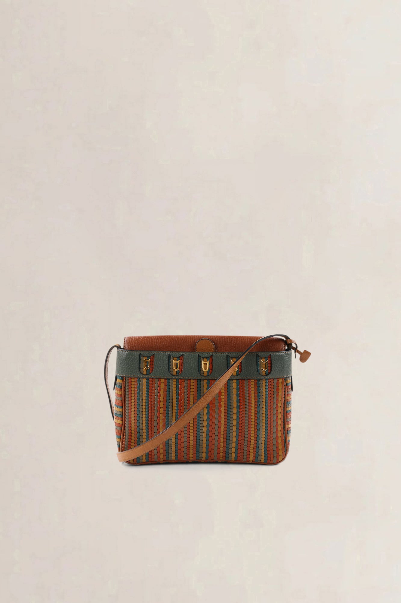 Delvaux Orange Toile De Cuir Leather Fuiraire Crossbody Bag