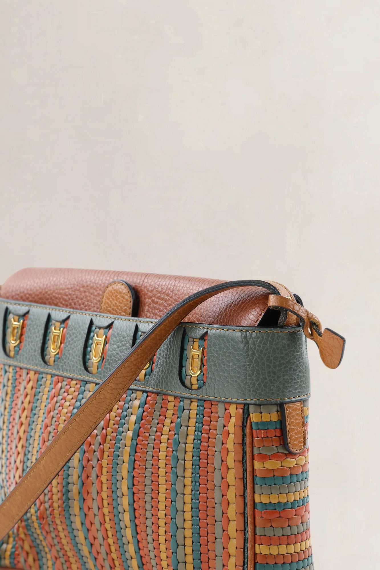 Delvaux Orange Toile De Cuir Leather Fuiraire Crossbody Bag
