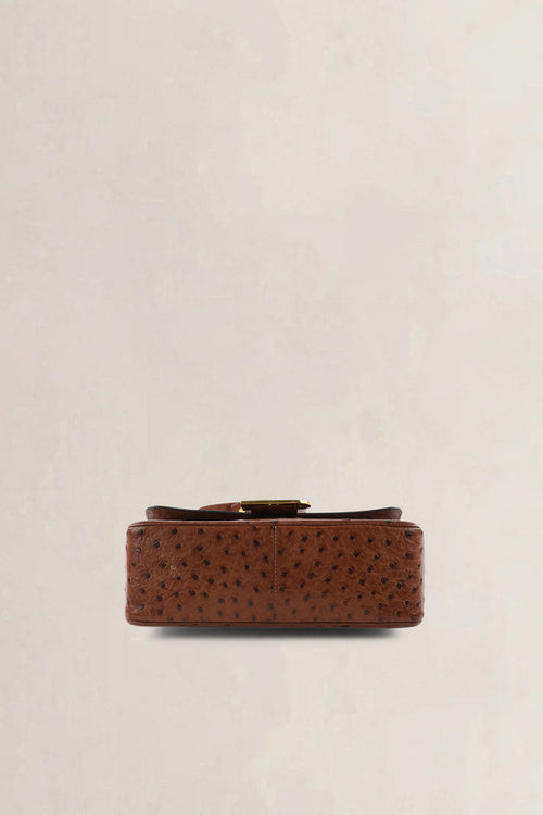 Delvaux Poirier Tabac Ostrich Leather Crossbody Bag