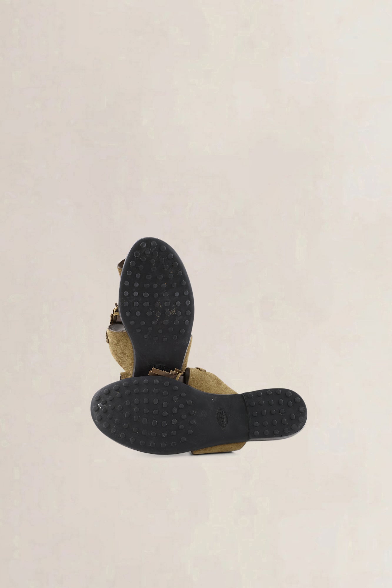 Tod's Olive Green Suede Fringed Flat Thong Sandals