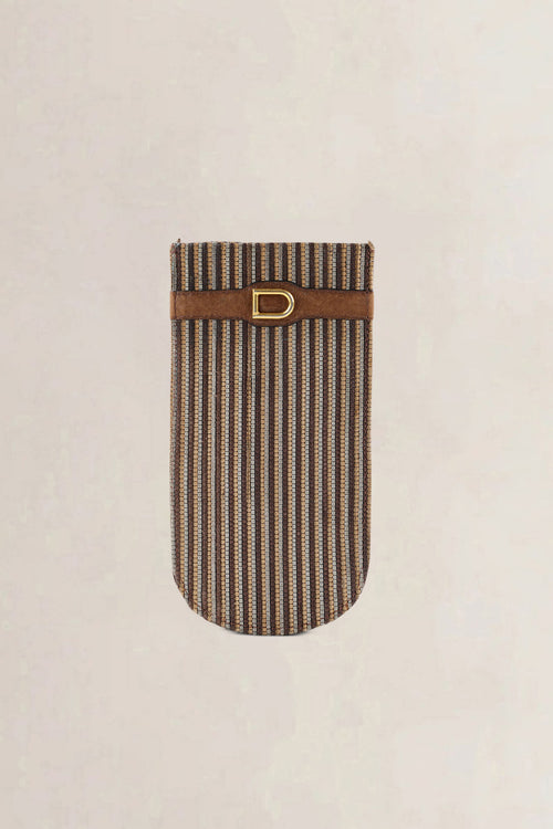 Delvaux Brown Toile De Cuir Glasses Case