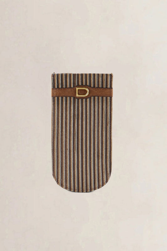 Delvaux Brown Toile De Cuir Glasses Case