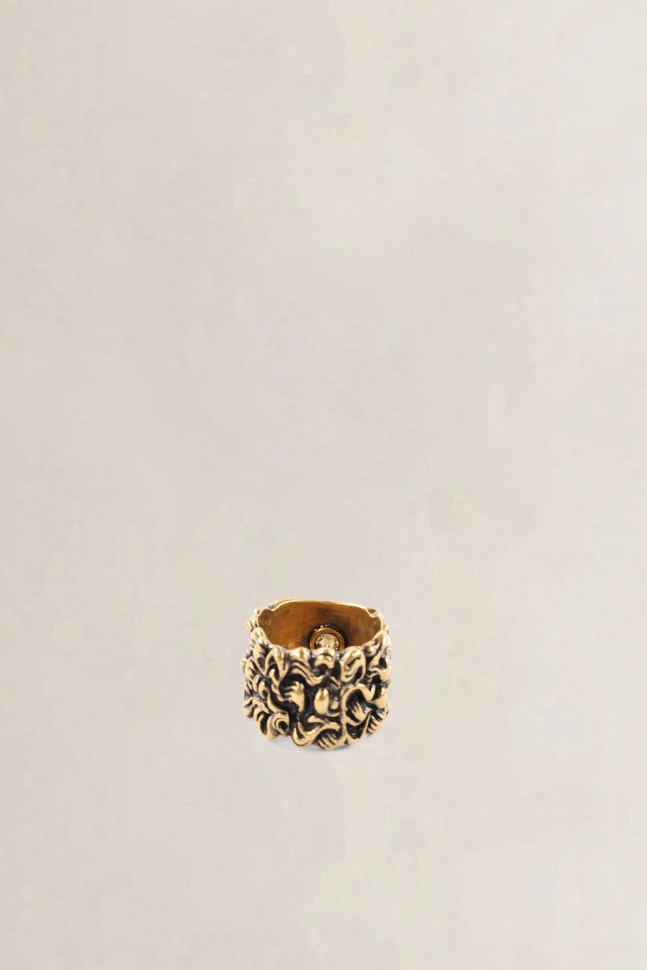 Gucci Aged Gold Metal Lion Mane Ring