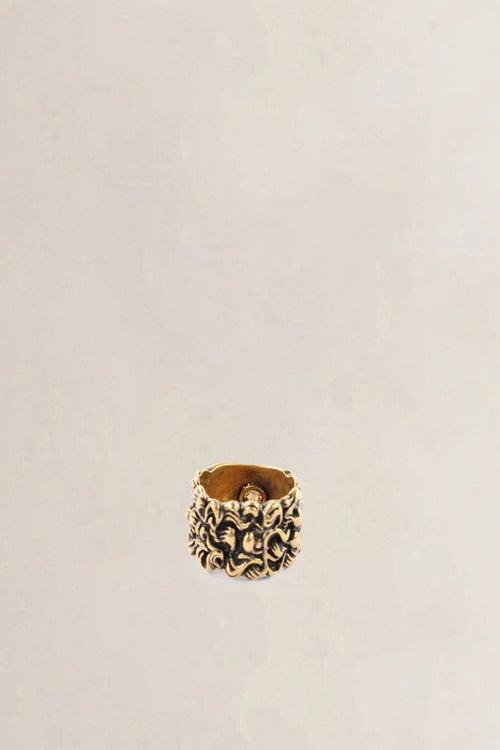 Gucci Aged Gold Metal Lion Mane Ring