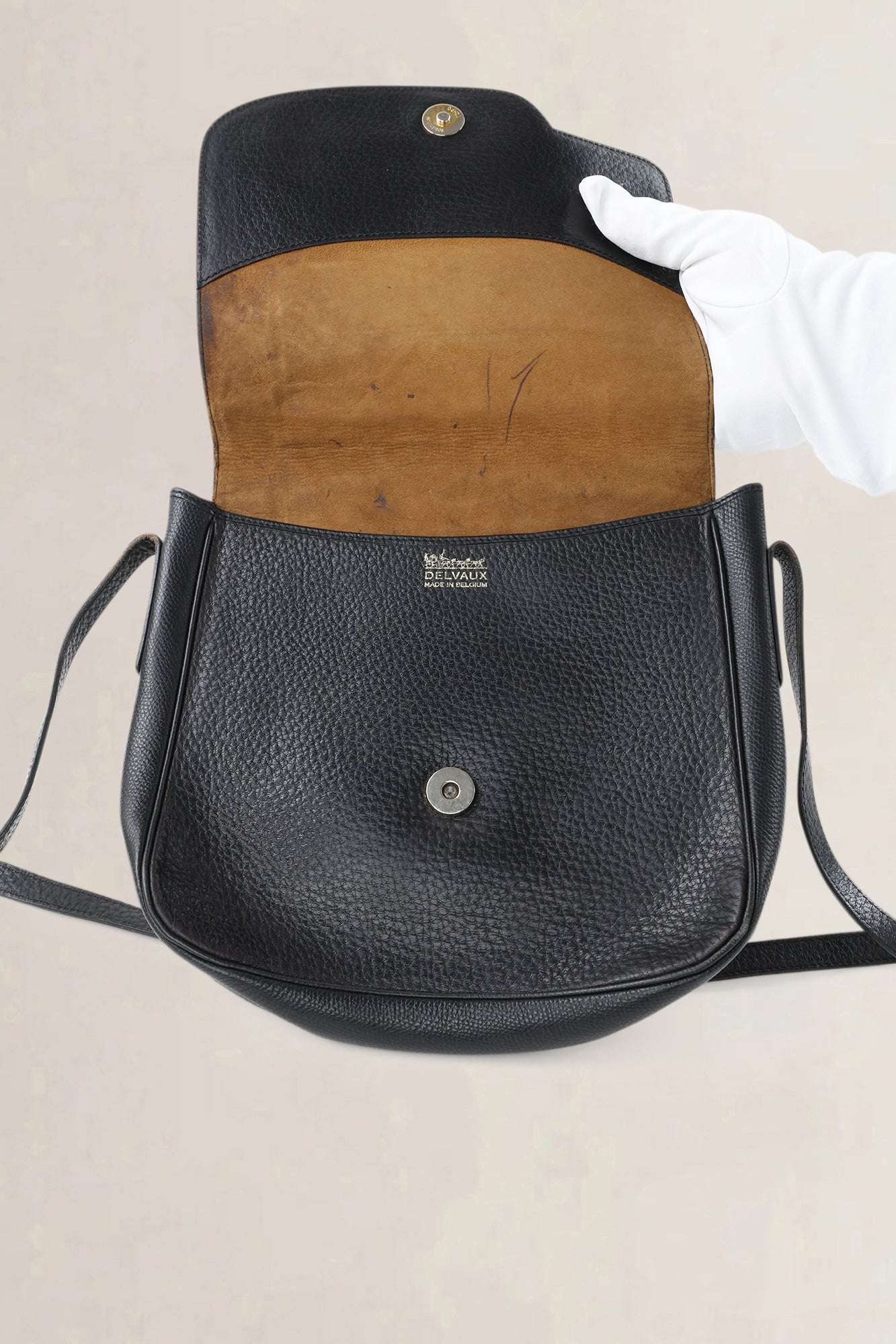 Delvaux Vintage Black Leather Crossbody Bag