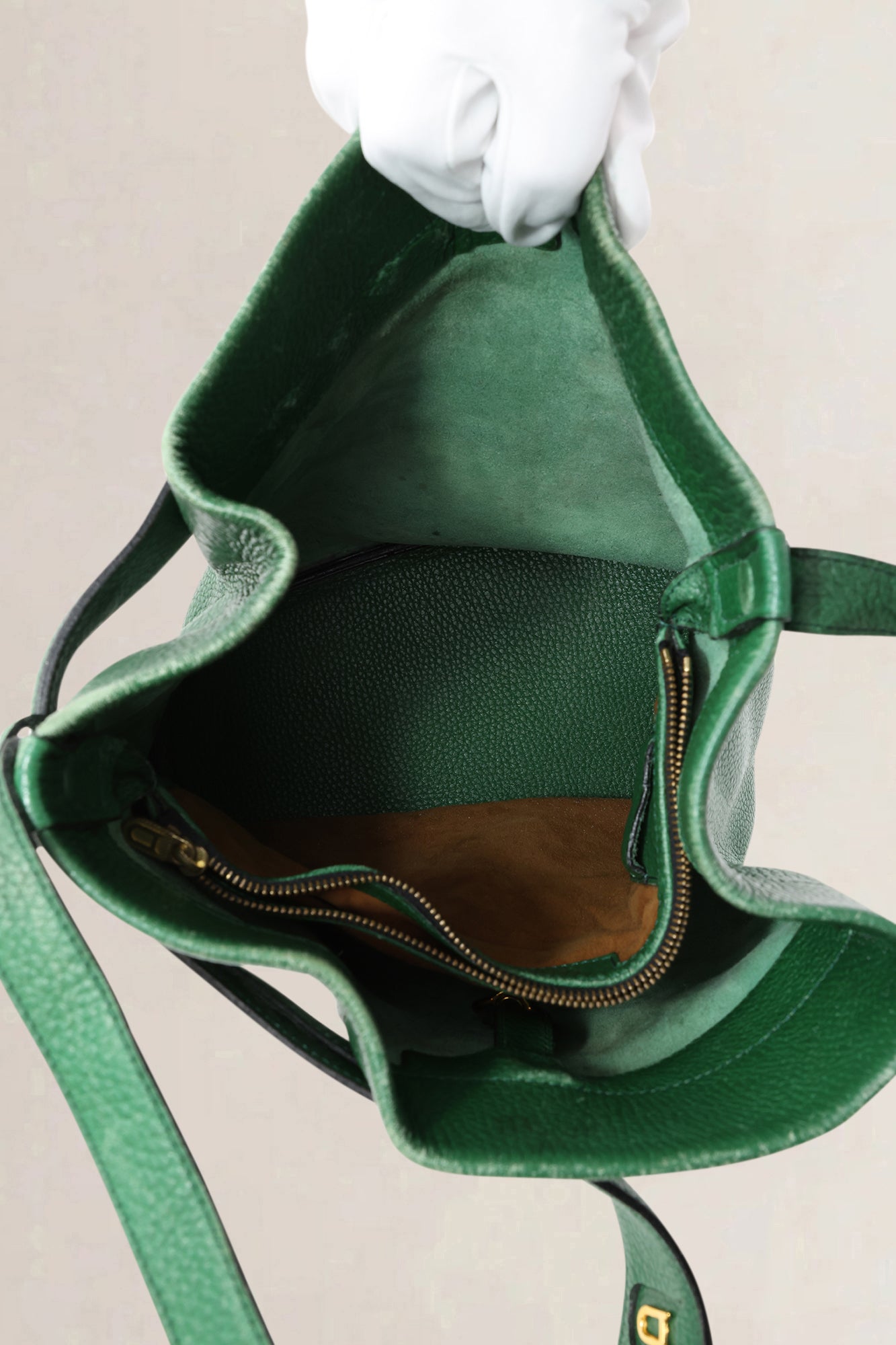 Delvaux Green Jumping Calf Calicot Standard Crossbody Bag